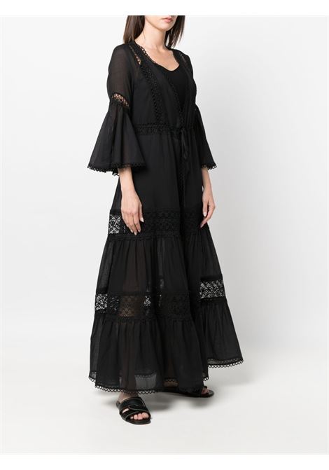 Black floral-lace embroidered V-neck dress - CHARO RUIZ women CHARO RUIZ IBIZA 1989 | 221301BLK